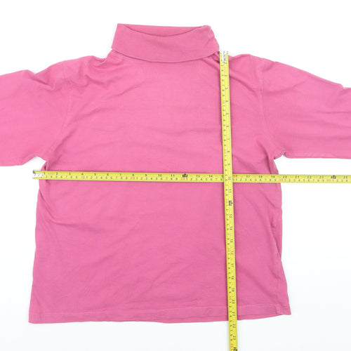 Jumper Womens Pink Roll Neck Cotton Pullover M Long Sleeve Top