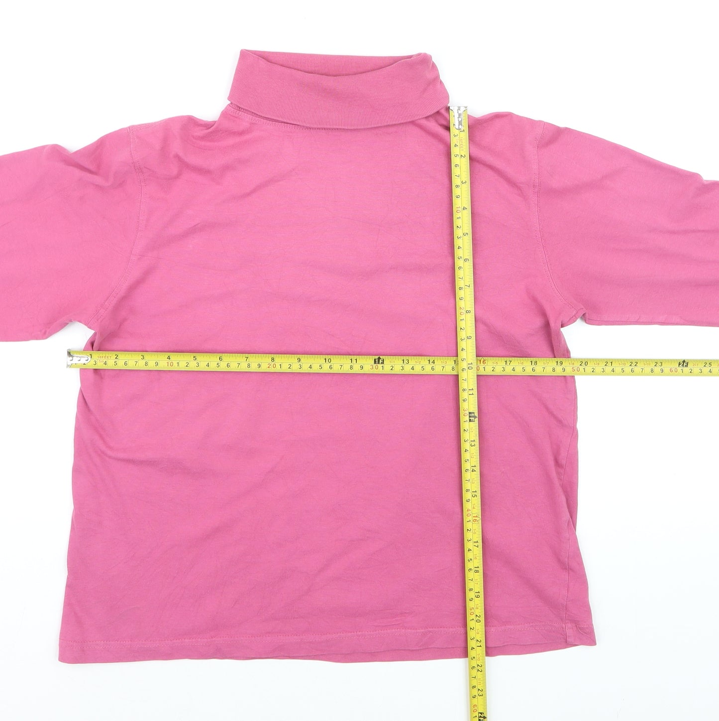 Jumper Womens Pink Roll Neck Cotton Pullover M Long Sleeve Top