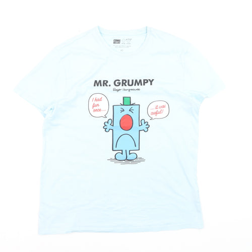 Comic Relief Mr. Grumpy Blue Cotton Women's XS T-Shirt