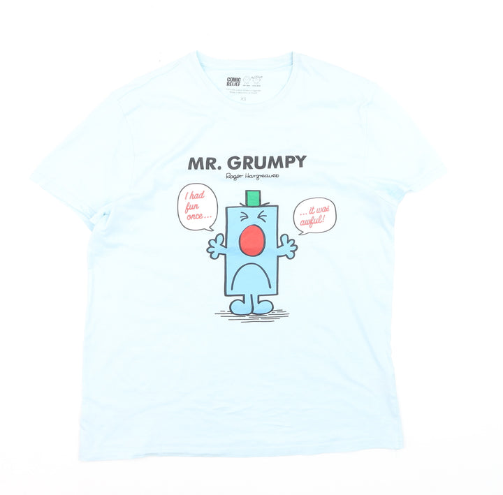 Comic Relief Mr. Grumpy Blue Cotton Women's XS T-Shirt
