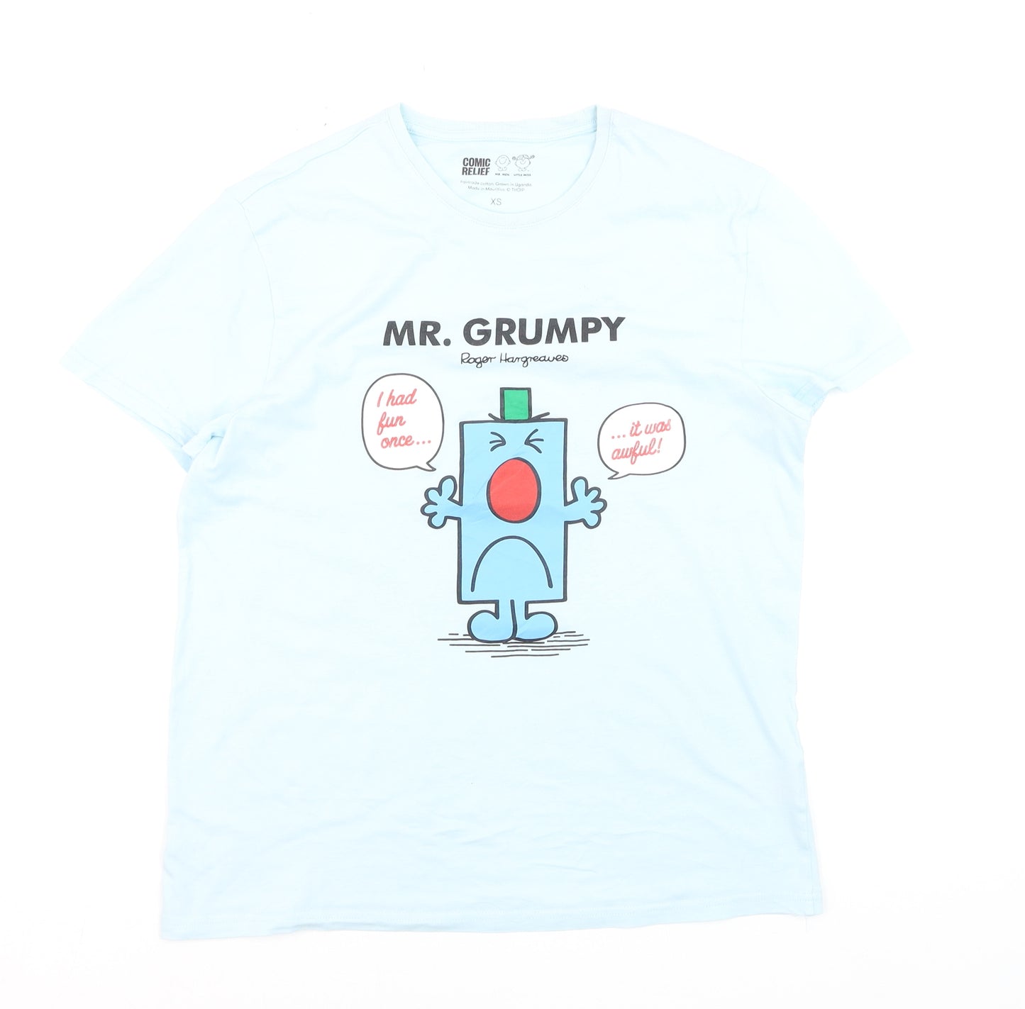 Comic Relief Mr. Grumpy Blue Cotton Women's XS T-Shirt