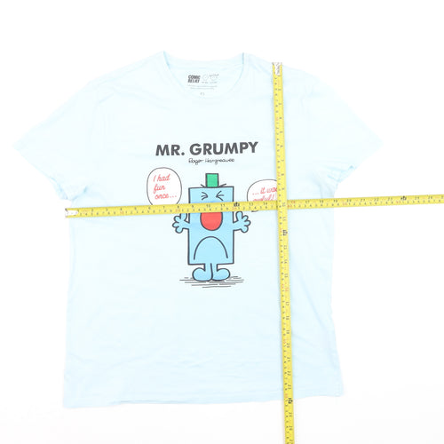 Comic Relief Mr. Grumpy Blue Cotton Women's XS T-Shirt