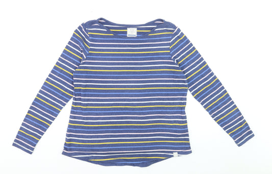 Fat Face Womens Blue Striped Long Sleeve Cotton Breton T-Shirt Size 16