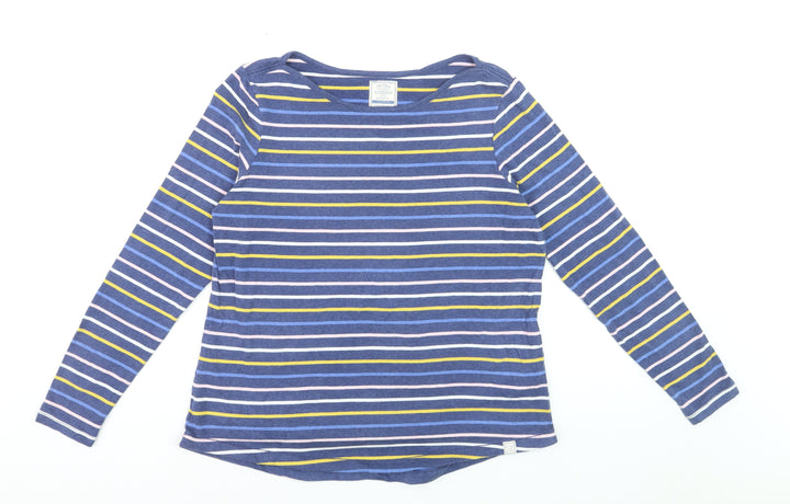 Fat Face Womens Blue Striped Long Sleeve Cotton Breton T-Shirt Size 16