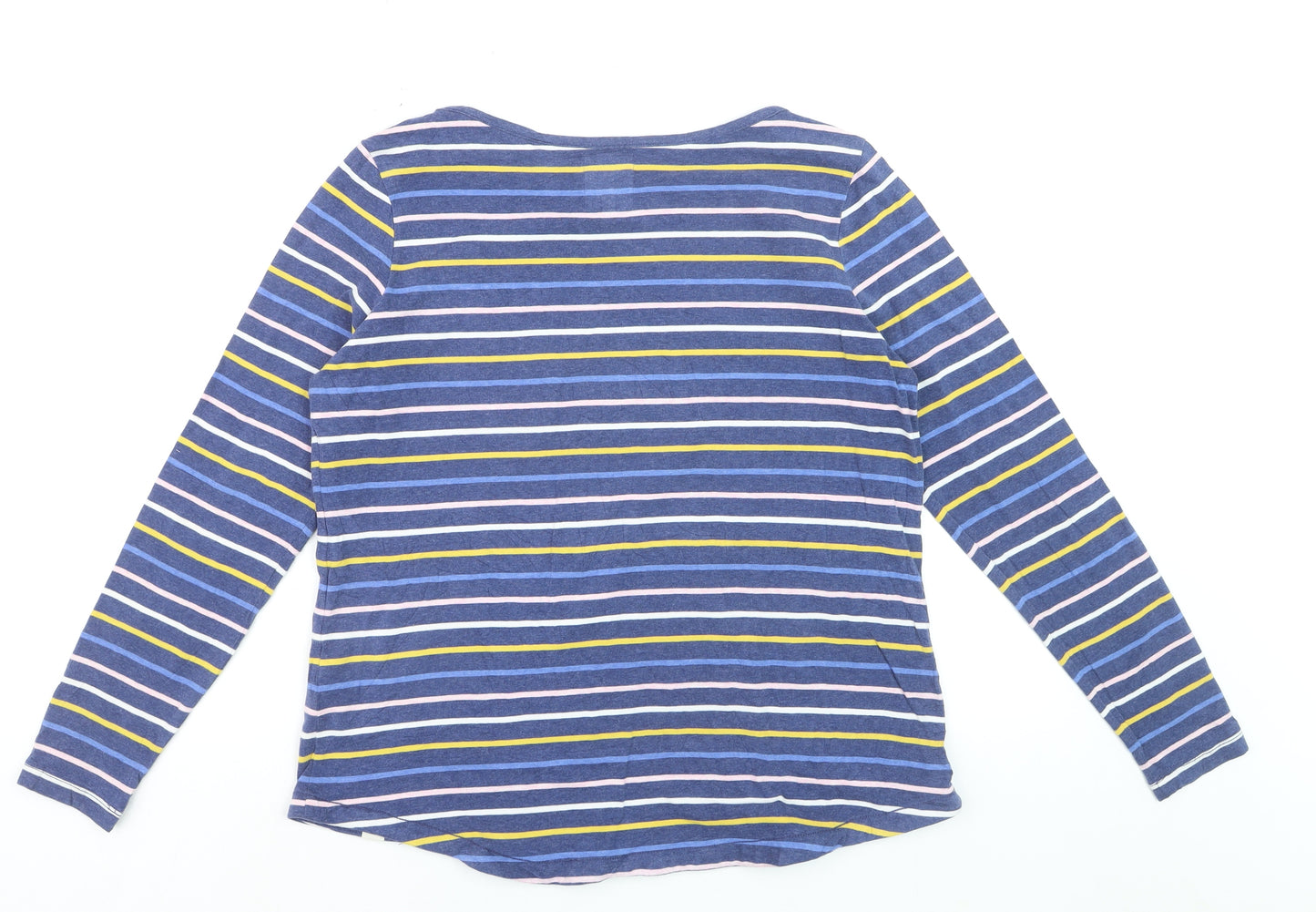Fat Face Womens Blue Striped Long Sleeve Cotton Breton T-Shirt Size 16