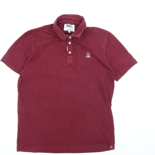 Salt & Bromley Men's Red Cotton Short Sleeve Polo Shirt Size L