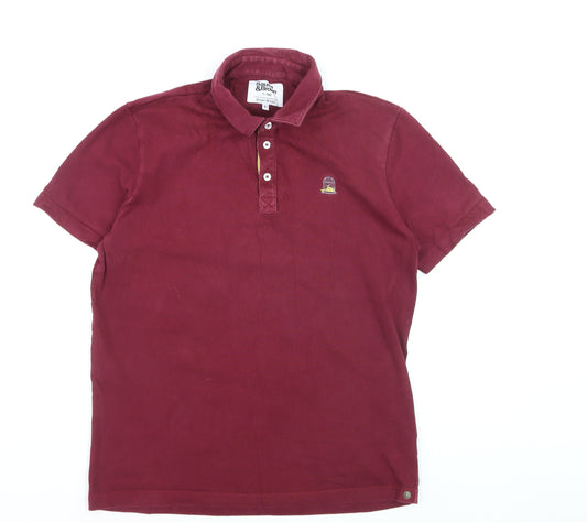 Salt & Bromley Men's Red Cotton Short Sleeve Polo Shirt Size L