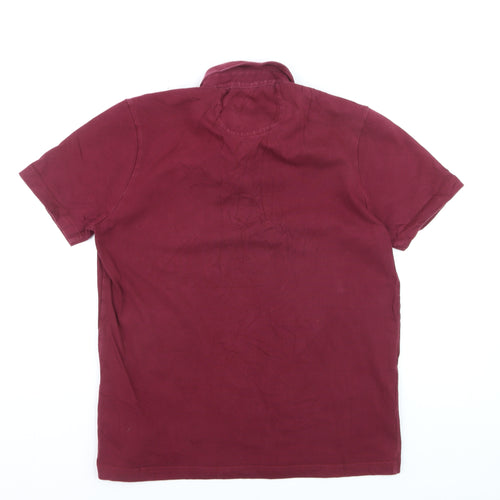 Salt & Bromley Men's Red Cotton Short Sleeve Polo Shirt Size L