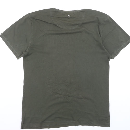 Fly53 Unisex Green Graphic Print Cotton T-Shirt XL Casual