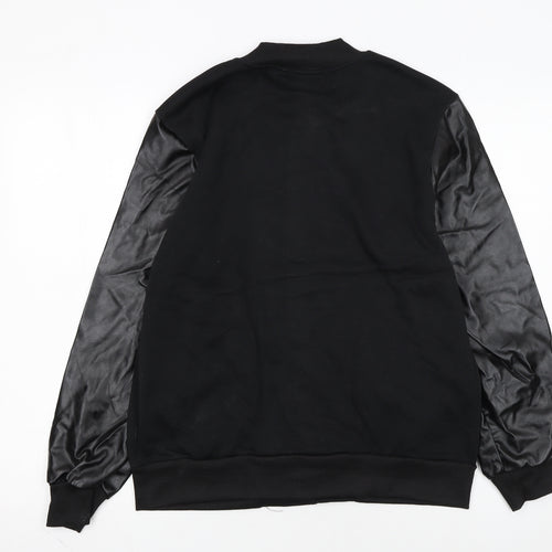 REVERIEUOMO Unisex Black XL Varsity Jacket Button Casual Style