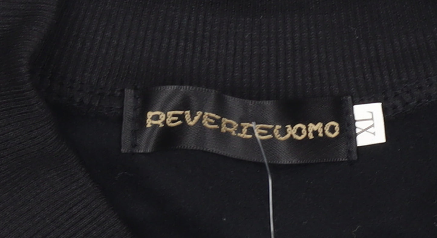 REVERIEUOMO Unisex Black XL Varsity Jacket Button Casual Style