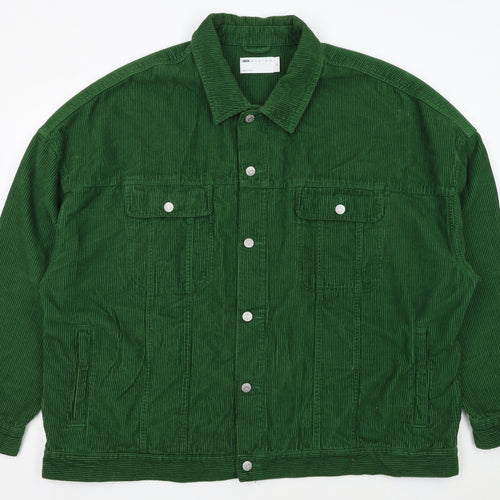 ASOS DESIGN Men's Green Corduroy Basic Jacket 2XL Relaxed Fit