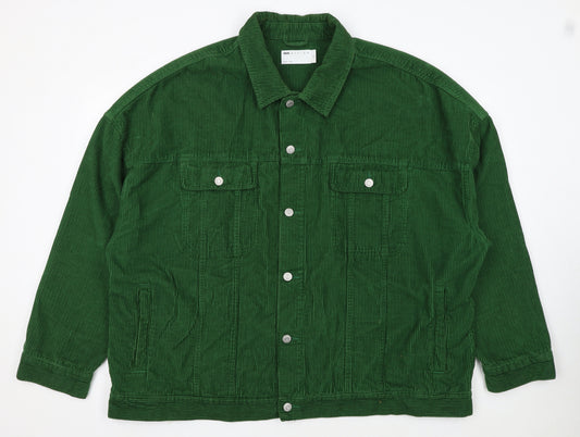 ASOS DESIGN Men's Green Corduroy Basic Jacket 2XL Relaxed Fit