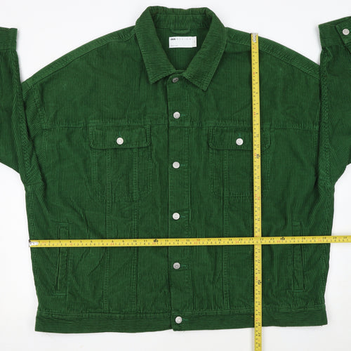 ASOS DESIGN Men's Green Corduroy Basic Jacket 2XL Relaxed Fit