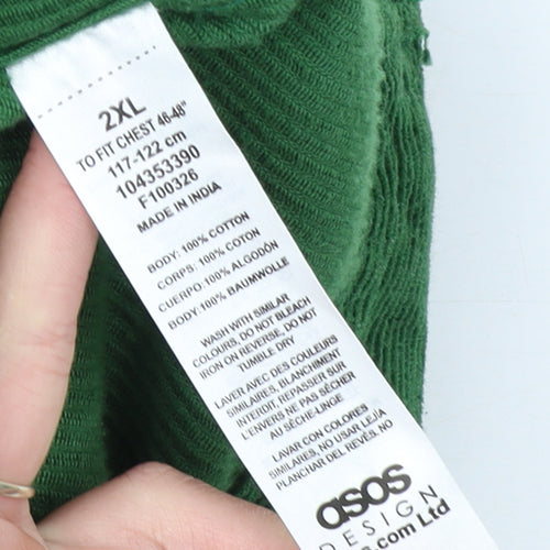 ASOS DESIGN Men's Green Corduroy Basic Jacket 2XL Relaxed Fit