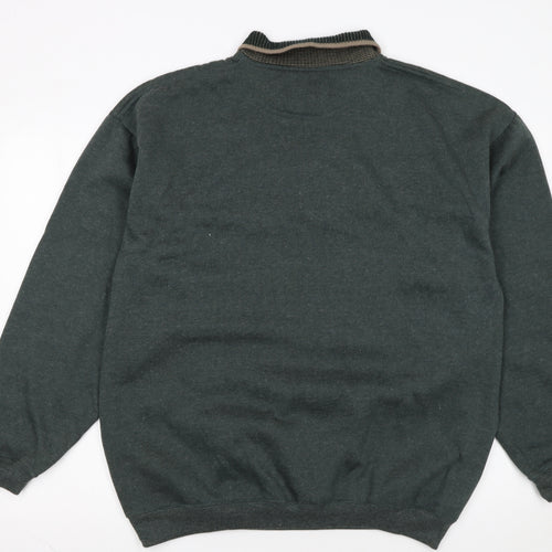 Gillani Men's Green Argyle Henley Sweatshirt XL Vintage Style