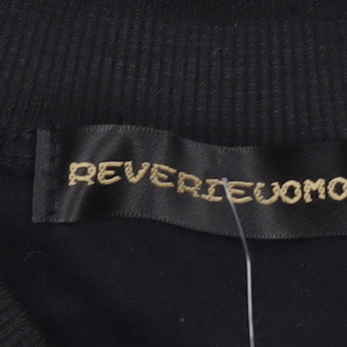 Reverieuomo Unisex Black XL Varsity Jacket Faux Leather Sleeves