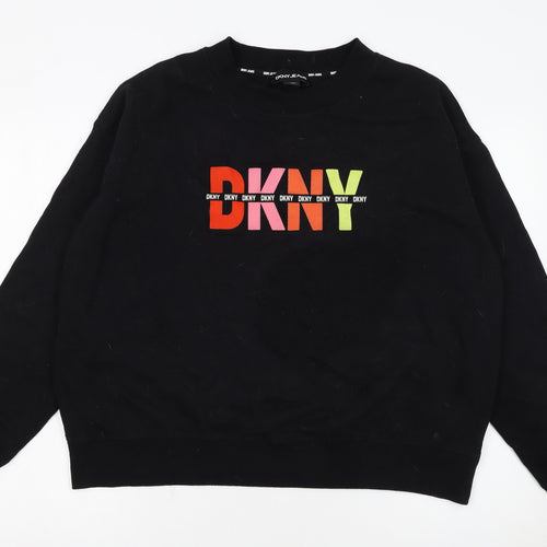 DKNY Jeans Women's Black Logo Pullover Sweatshirt Size L