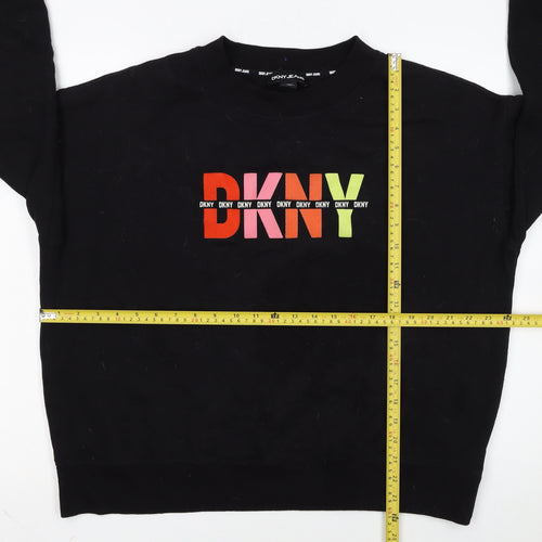 DKNY Jeans Women's Black Logo Pullover Sweatshirt Size L