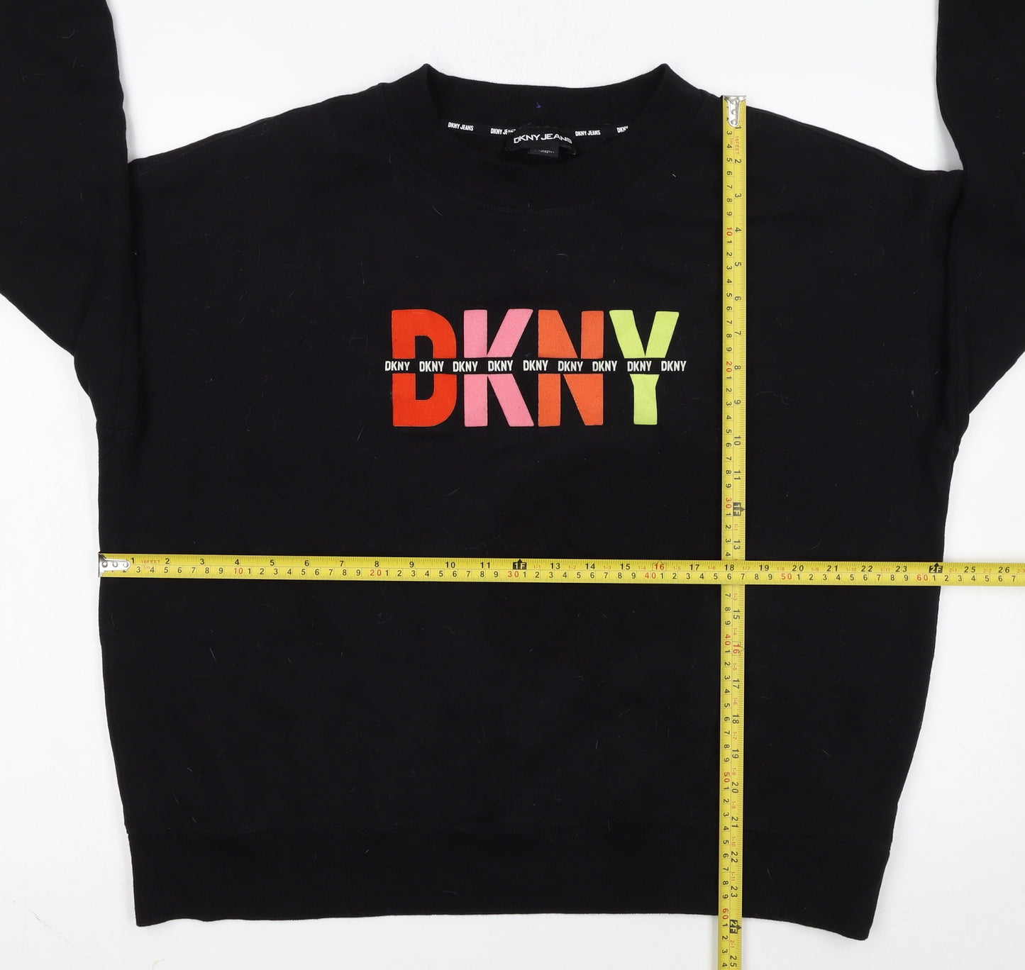 DKNY Jeans Women's Black Logo Pullover Sweatshirt Size L