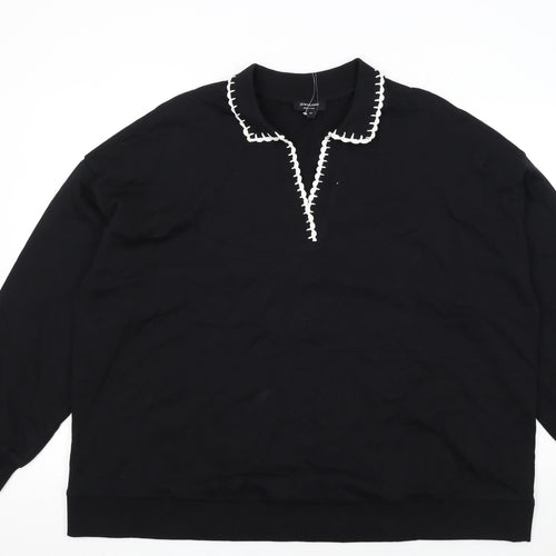 JD Williams Women Black Size 24 Pullover Sweatshirt with Contrast Trim
