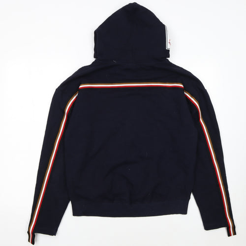 M&M Womens Navy Full Zip Hoodie L/XL Cotton Blend Stripe Trim