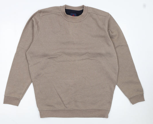 One Valley Men's Beige Crew Neck Sweatshirt Medium Pullover