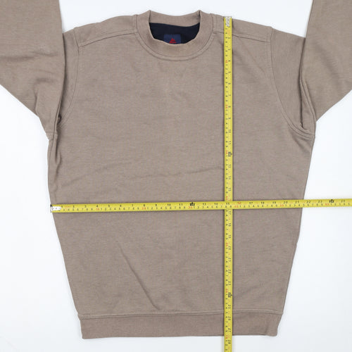 One Valley Men's Beige Crew Neck Sweatshirt Medium Pullover