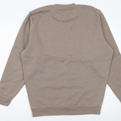One Valley Men's Beige Crew Neck Sweatshirt Medium Pullover