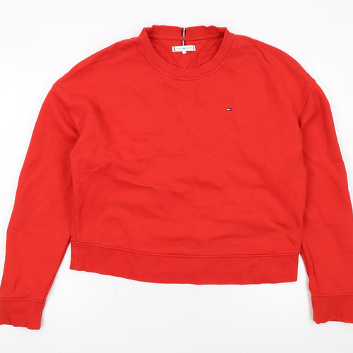 Tommy Hilfiger Womens Red Crew Neck Sweatshirt M Cotton Casual