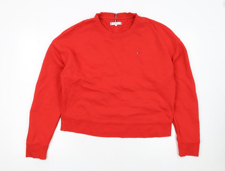 Tommy Hilfiger Womens Red Crew Neck Sweatshirt M Cotton Casual