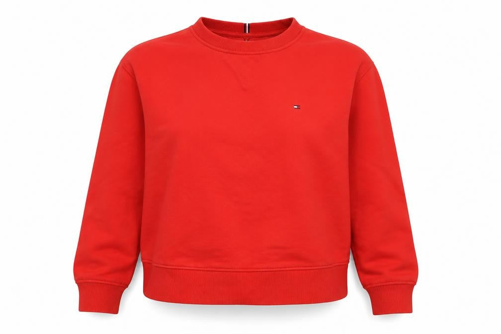 Tommy Hilfiger Womens Red Crew Neck Sweatshirt M Cotton Casual