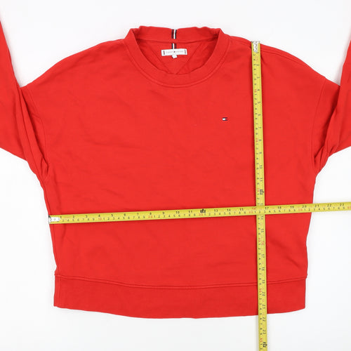 Tommy Hilfiger Womens Red Crew Neck Sweatshirt M Cotton Casual