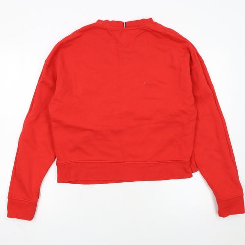 Tommy Hilfiger Womens Red Crew Neck Sweatshirt M Cotton Casual