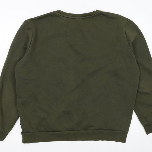 Puma Men's Green Pullover Sweatshirt L Logo Crew Neck Sports Fleece
