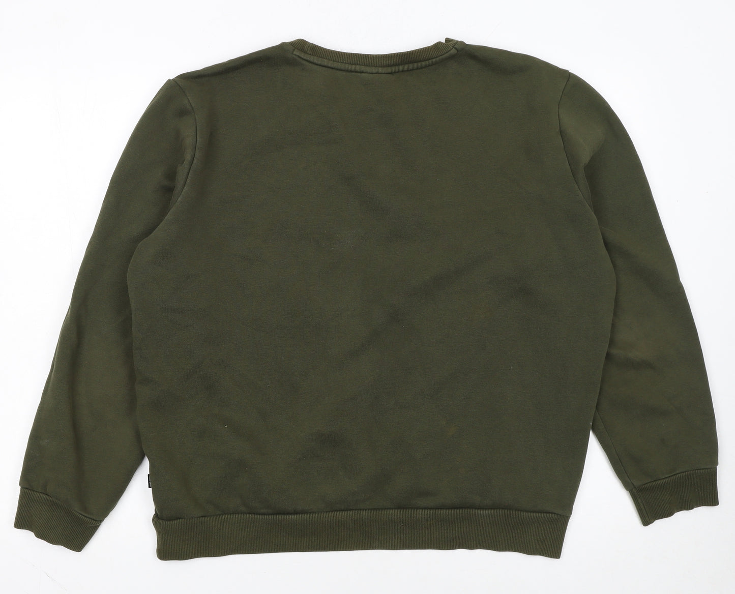 Puma Men's Green Pullover Sweatshirt L Logo Crew Neck Sports Fleece
