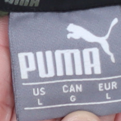 Puma Men's Green Pullover Sweatshirt L Logo Crew Neck Sports Fleece