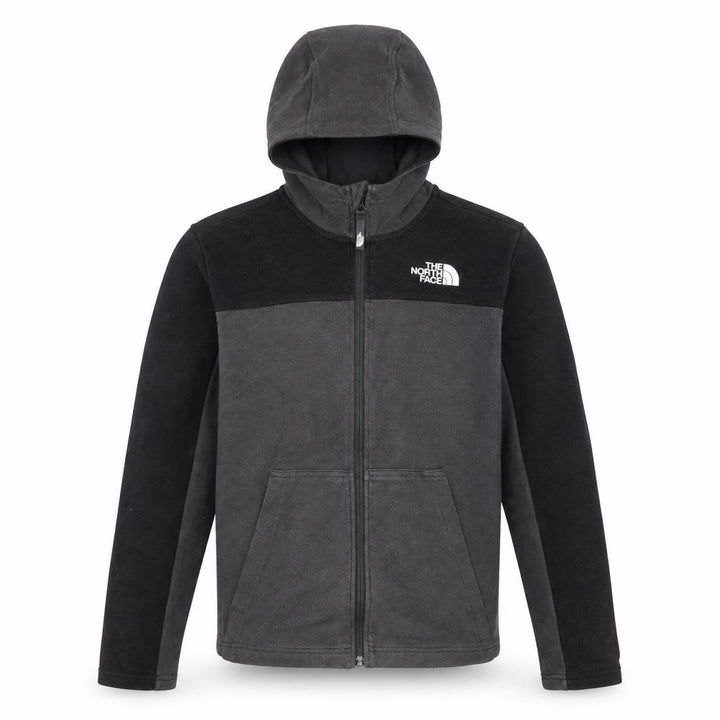 The North Face Boys Black Full Zip Fleece Hoodie L Size Outdoor Pullover