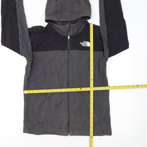 The North Face Boys Black Full Zip Fleece Hoodie L Size Outdoor Pullover