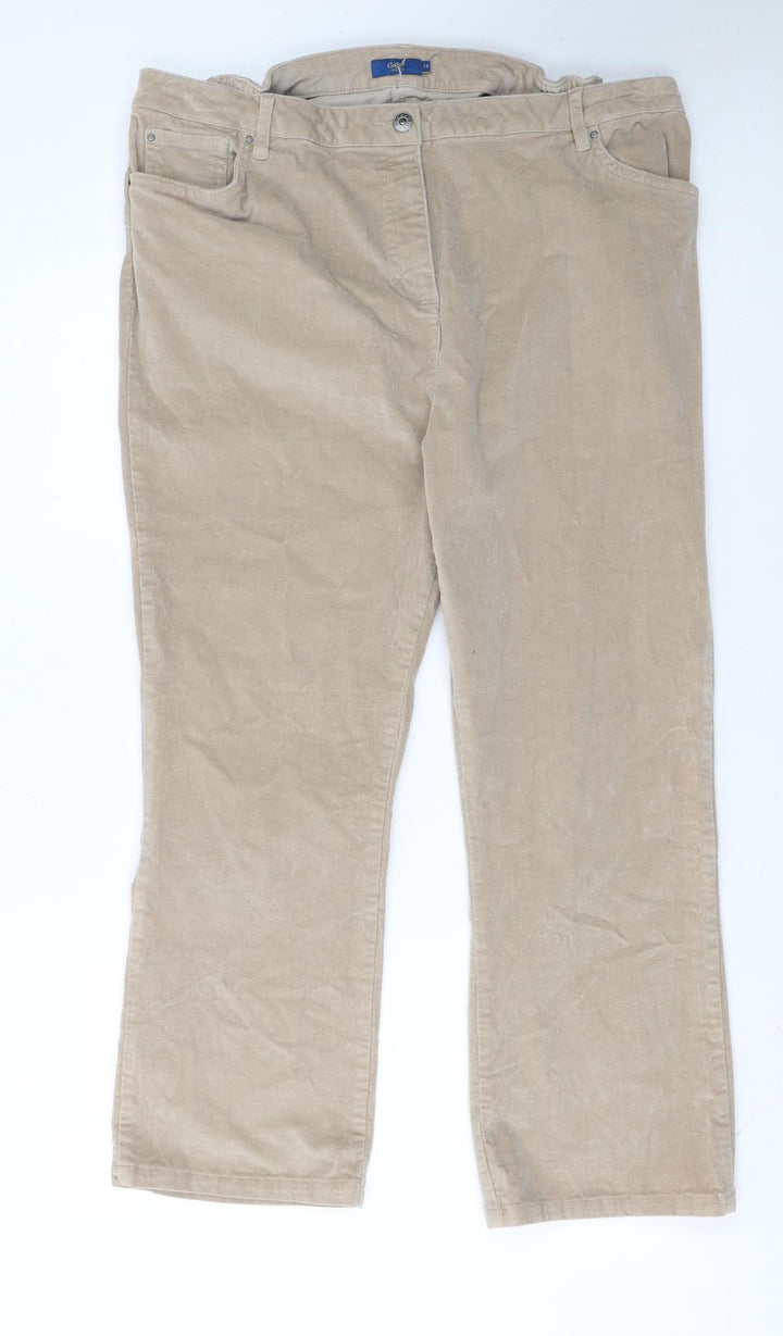 Cotton Traders Women's Beige Corduroy Chino Trousers Size 18