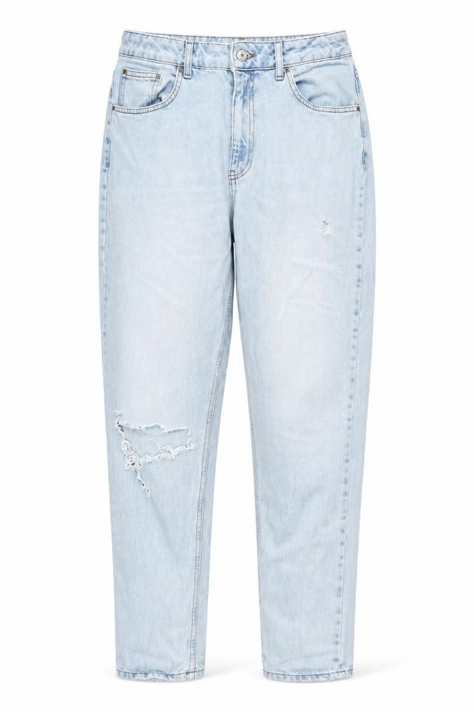 Topshop Women’s Blue Light Wash Distressed Mom Jeans Size 14