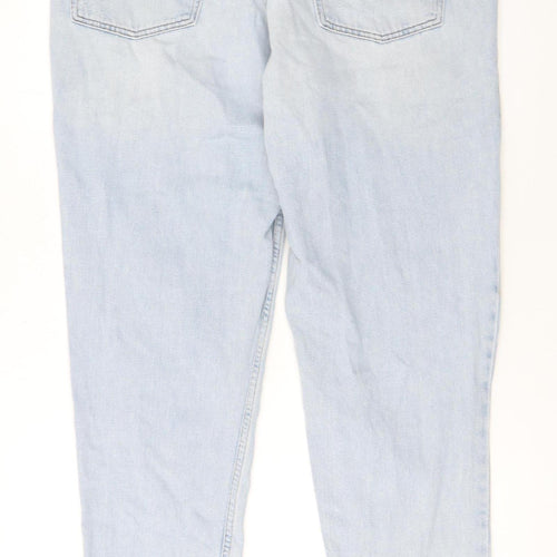 Topshop Women’s Blue Light Wash Distressed Mom Jeans Size 14