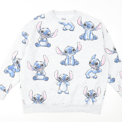 Disney Stitch Women's Grey Sweatshirt Small Pullover Casual Cute Print