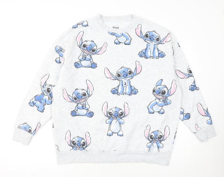 Disney Stitch Women's Grey Sweatshirt Small Pullover Casual Cute Print