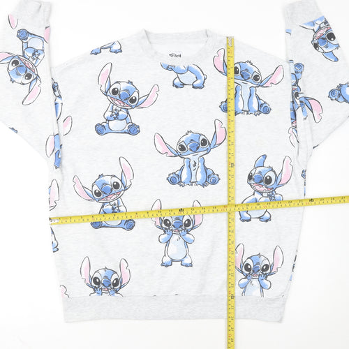 Disney Stitch Women's Grey Sweatshirt Small Pullover Casual Cute Print