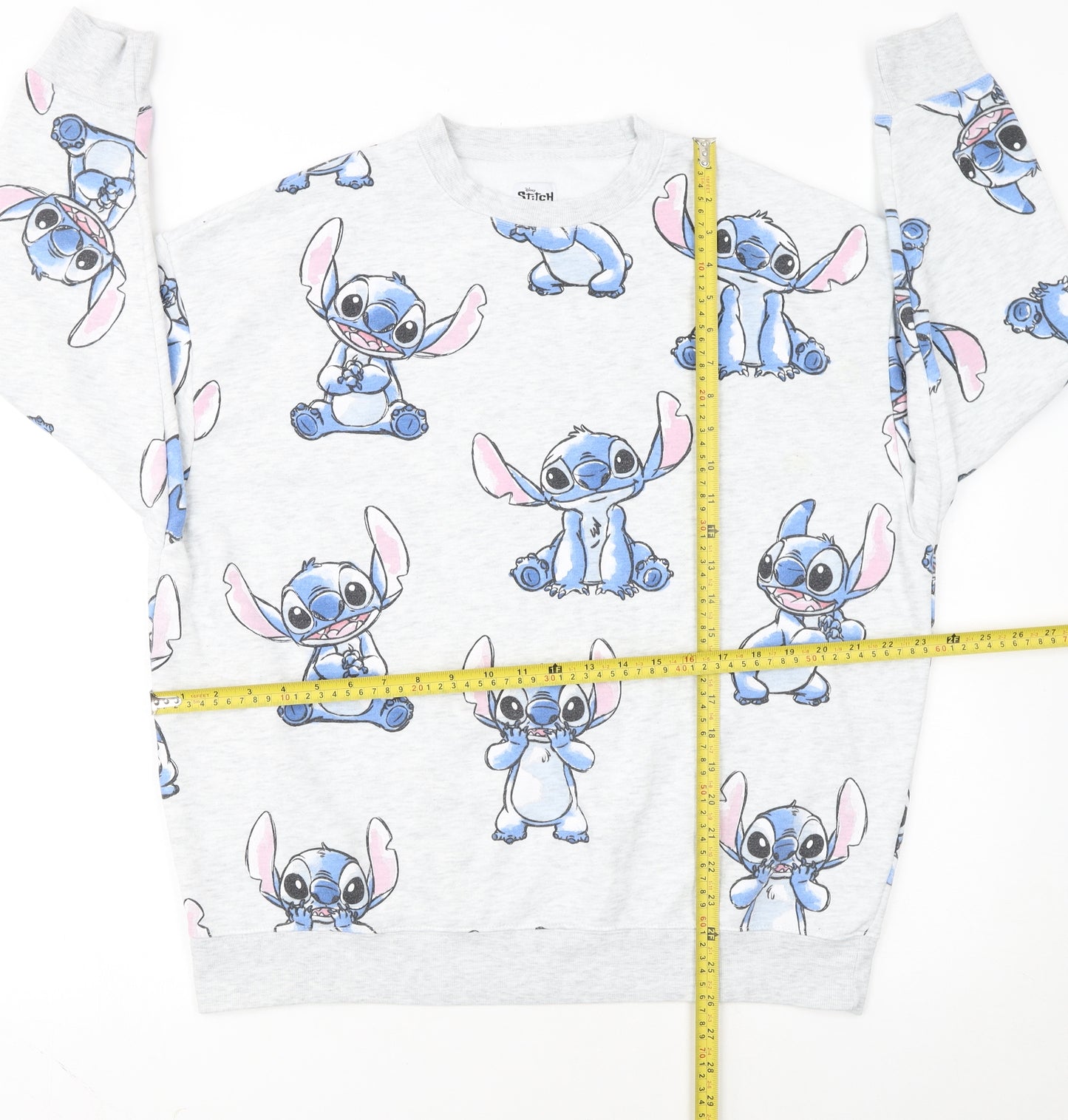Disney Stitch Women's Grey Sweatshirt Small Pullover Casual Cute Print