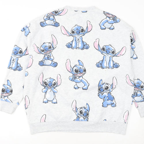 Disney Stitch Women's Grey Sweatshirt Small Pullover Casual Cute Print