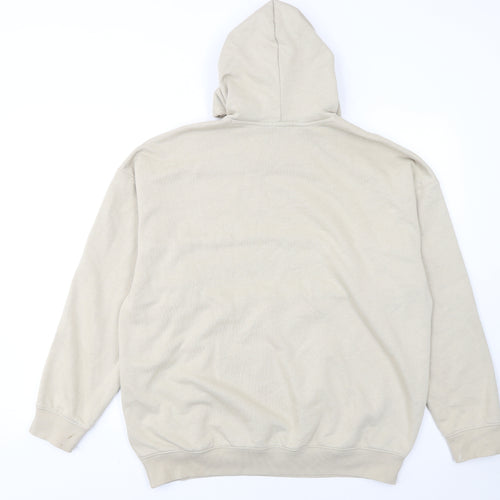 Adidas Women Beige Hooded Pullover Sweatshirt L 16-18 Logo Design