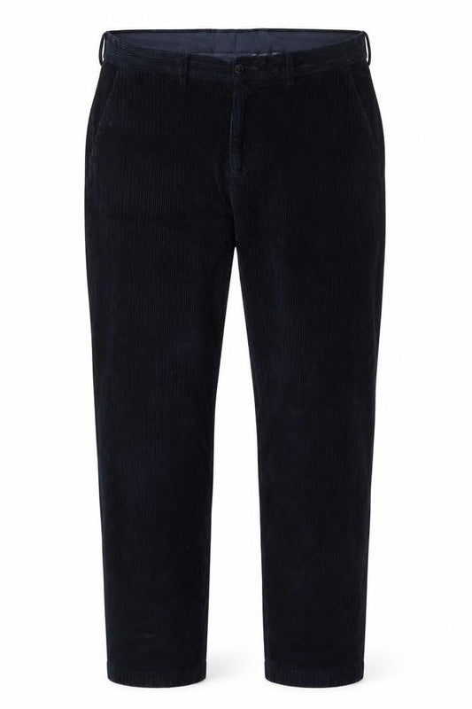 Front view of Marks & Spencer Men's Blue Corduroy Regular Fit Trousers 36W 33L