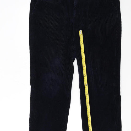 Marks and Spencer Men's Blue Corduroy Regular Fit Trousers 36W 33L